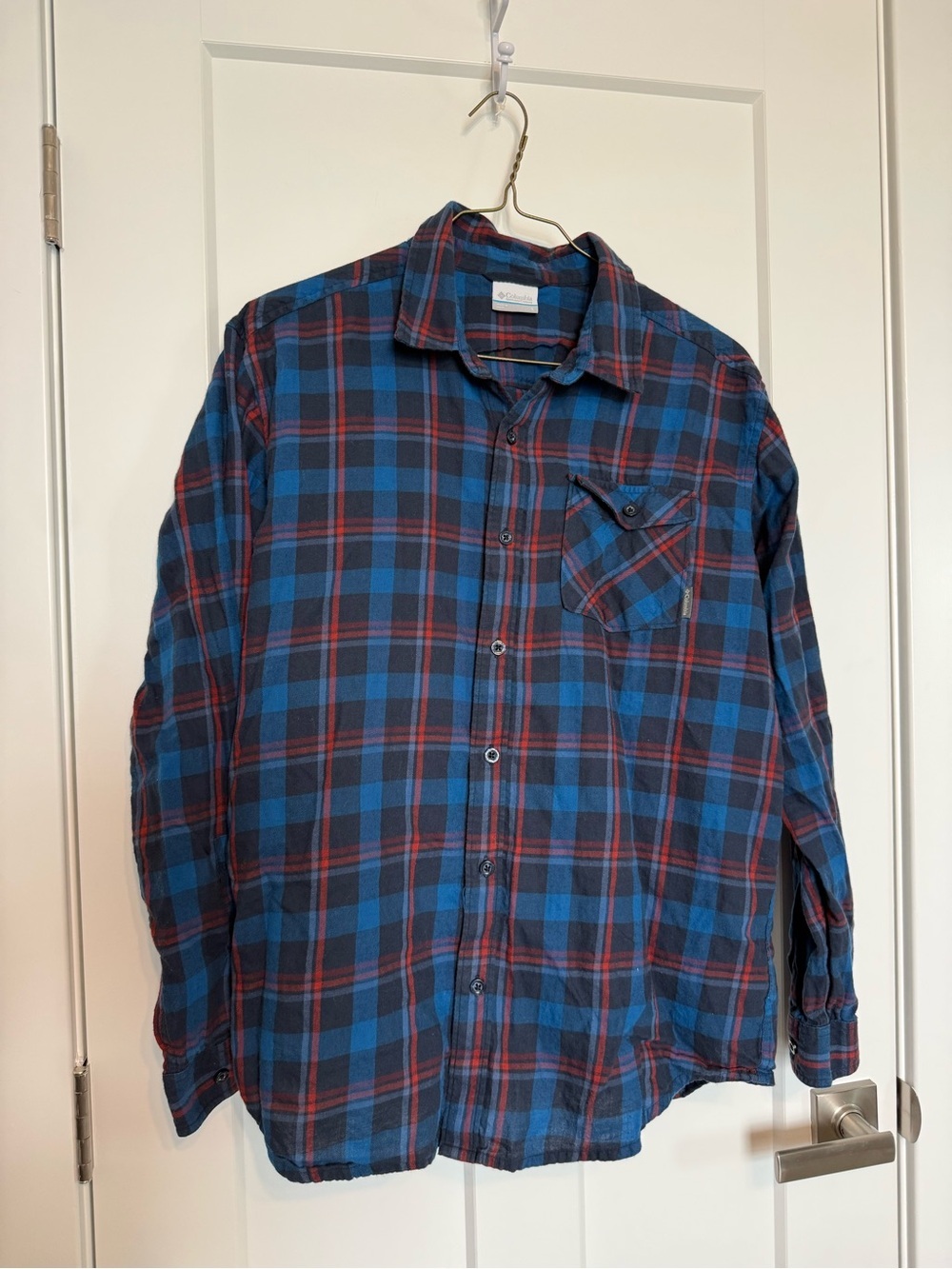 Columbia Men's black, Blue & Red Plaid Lightweight Flannel Shirt lumberjack - Picture 4 of 11